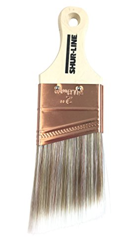 Shur-Line 55532N Premium Paint Brush, Poly/Nylon Blend Bristles, Angle w/ Fine Tapered Tips, Solid Wood Shortcut Handle, 2-Inch Wide