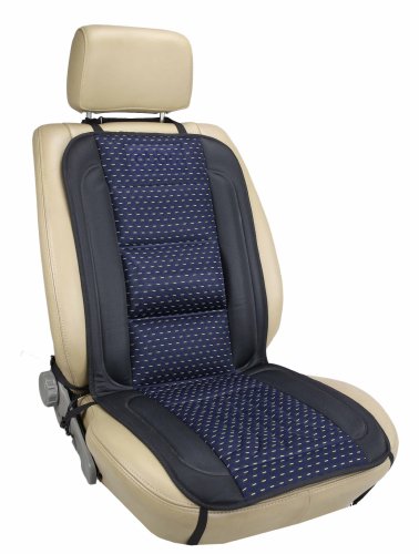 ObboMed SH-4170A 12V 45W Deluxe Heated Seat Cushion Cover with Lumbar Support with Premium Cigarette Plug and Special Fitting (Vertical or Horizontal) for Car (Black with Dark Blue Pattern)