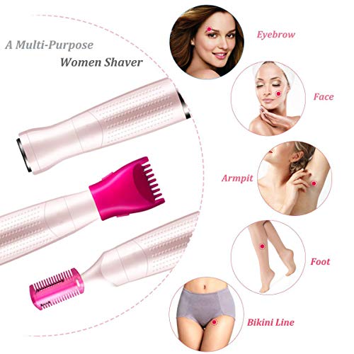 Bikini Trimmer for Women, 3 in 1 Electric Ladies Shaver Facial Hair Painless Removal Eyebrow Trimmer Waterproof Razor