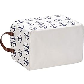 Sea Team Large Size Canvas Storage Bin Collapsible Shelf Basket Toy Organizer with Nautical Anchor Pattern, 16.5 by 11.8… 41CItqczYJL