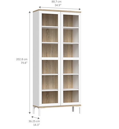 Tvilum Aberdeen 2 Door China Cabinet, White/Oak Structure - Thumbnail 2