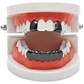 Gold Grillz Mouth Teeth 24K Plated Gold Custom Fit Top &amp; Bottom Set Caps Grillz For Women Gift + Extra Molding Bars + Microfiber Cloth