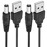 2-Pack RocketBus USB-A to 5.5mm x 2.1mm Barrel Plug Tip Jack Male DC 5V Power Charger Connector Cable Cords