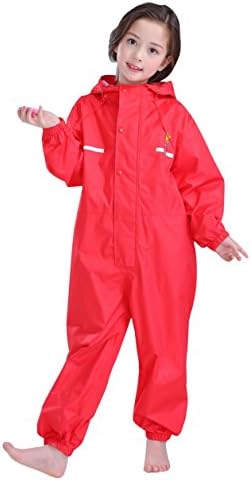 Kayla qin School Kids Girls and Boys Rain Jackets Pure Color Waterproof Hooded Siamesed Coverall Coats Pants 2-11 Years