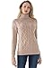 PrettyGuide Women's Turtleneck Sweater Long Sleeve Cable Knit Sweater Pullover Tops L Camel