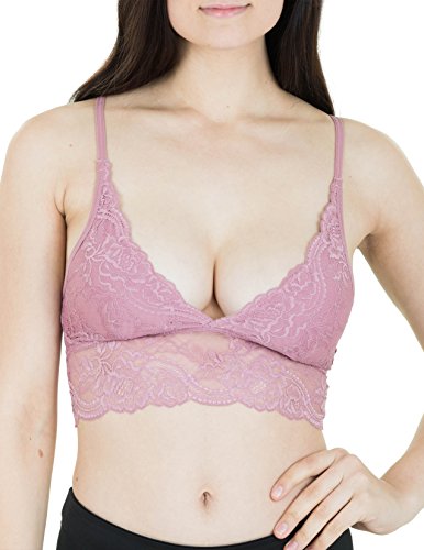 Womens-Marilyn-Monroe-Lace-Racerback-Padded-Bralette-Rose