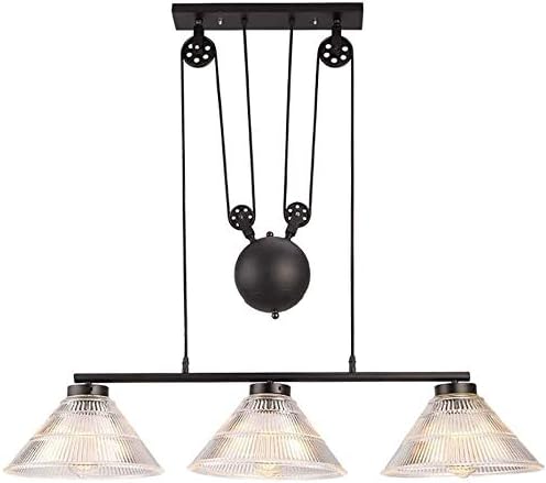 LWJPP Pulley Design-Lifting Kronleuchter transparente Glaslampenschirm