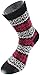 Packs of 5 Crew Socks Women Wool Fuzzy Winter Colored Knit Sox,Snowflake