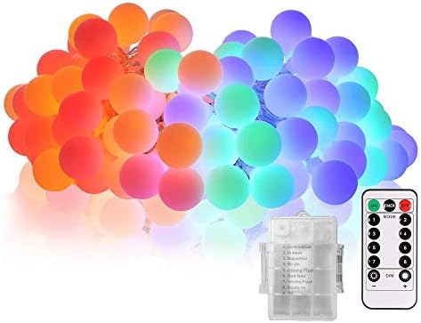 Labvon 50 LEDs 17ft Globe String Light, Battery Powered 8 Modes Indoor/Outdoor Waterproof Decorative String Lights,with Remote & Timer, Multi Color