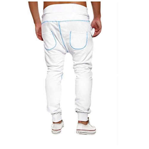 Men Sport Pants,Sunfei Mens Casual Jogger Dance Sportwear Baggy Harem Pants Slacks Trousers Sweatpants (White, XL)