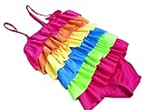 Wantdo Girl's One Piece Swimsuit Rainbow Wave Swimwear Cover Up Swimdress