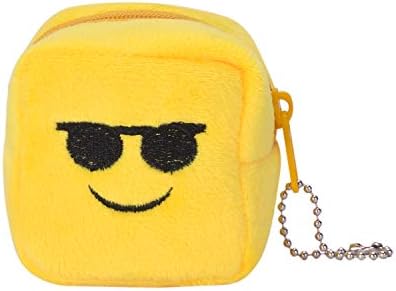 Chords Mini Super Cool Face Emoji Coin Pouch with Zipper & Plastic Carabiner