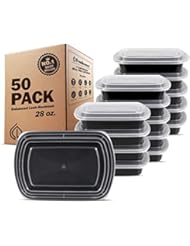 Freshware Meal Prep Containers [50 Pack] 1 Compartment Food Storage Containers with Lids, Bento Box | BPA Free | Stackable | Microwave/Dishwasher/Freezer Safe, Portion Control, 21 Day Fix (28 oz)
