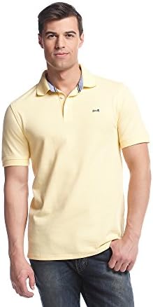 Le Tigre Men's Short Sleeve Chambray Trim Pique Polo Sweet Pea Yellow XX-Large