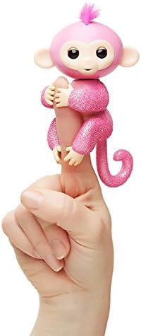 Fingerlings Interactive Baby Monkey Cyan-18 Novelty Electronic Toy (Pink Glitter + Bonus Blankie)