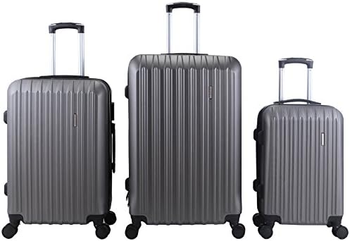 ORKAN 3Pcs Travel Set Bag ABS Luggage Hard side Trolley Spinner Suitcase Expandable TSA lock(Grey)
