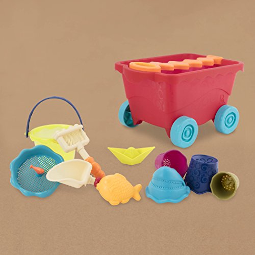 41CJ6XRkVHL - B. toys &ndash; Wavy-Wagon &ndash; Travel Beach Buggy (Red) with 11 Funky Sand Toys &ndash; Phthalates and BPA Free &ndash; 18 m+