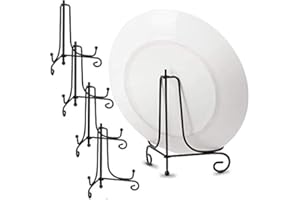 Linkhood 5 Pack Improved Anti-Slip 4 Inch Plate Holder Display Stand, Displays Picture Frames, Decorative Plates, Tablets and