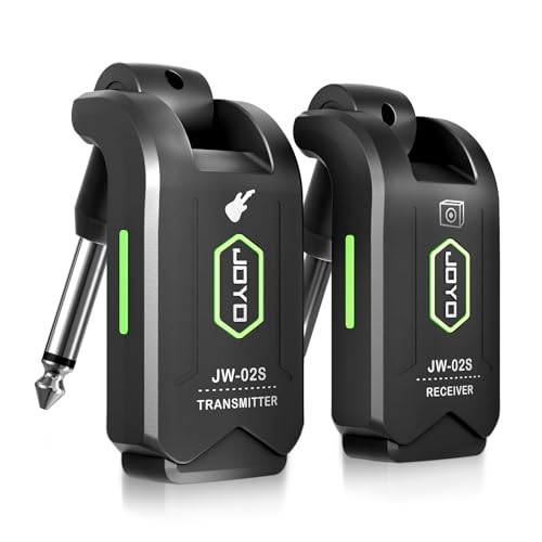 JOYO - Sistema inalámbrico para guitarra, 5.8 GHz, transmisor y receptor inalámbricos para guitarra, audio recargable con 4 canales de señal para guitarra eléctrica y bajo 20M, (JW-02S)