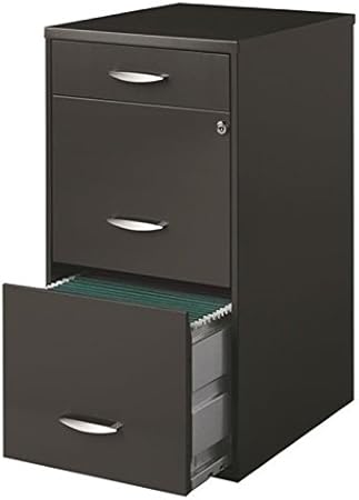 Amazon Com Pemberly Row 3 Drawer 18 Deep Metal File Cabinet In Charcoal Office Products