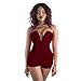 TOB Women's Sexy Deep V-Neck High Waist Belt Club Romper Short Jumpsuit Wine Red