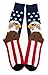 Aesthetinc Patriotic American USA Flag Stars Flying Bird Novelty Cotton Crew Socks L 1 Pair