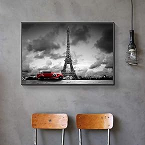 Floating Framed Canvas Wall Art for Living Room, Bedroom Black and White Building Canvas Prints for Home Decoration Ready to Hang - 16x24 inches