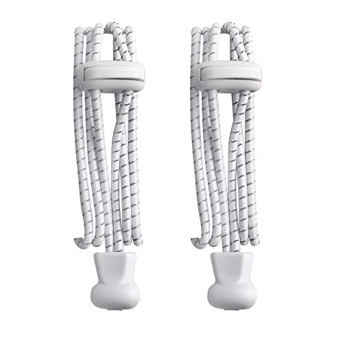 No Tie Shoelaces JZY Round Athletic Shoe Laces With Elastic Fits All Adult and Kids Shoes (White) - Thumbnail 7