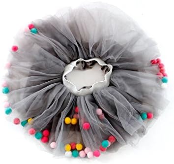 Girls 4 Layer Colorful Pom Poms Skirt Tutu Dress