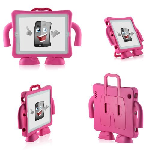 Easygoby Handle Kids and Child Freestanding Case for iPad 4, iPad 3, iPad 2 Pink