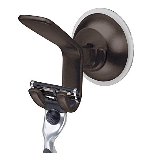 InterDesign Classico Bathroom Shower Suction Hook/Razor Holder, Bronze