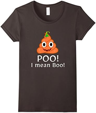 Womens Poo! I mean Boo Emoji Funny Halloween Poop Pumpkin T-Shirt Large Asphalt