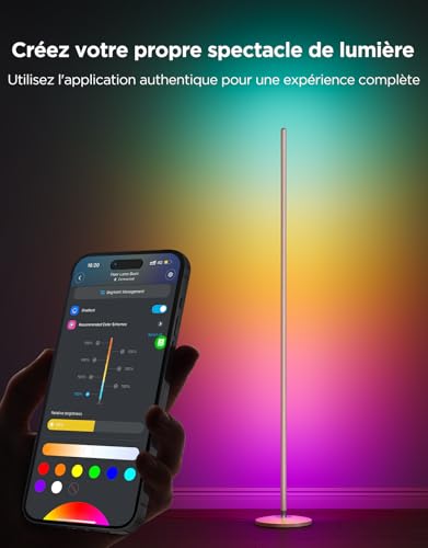 Govee RGBIC Living Room Floor Lamp, WiFi LED Floor Lamp Works with Alexa, Matter, Google APP, Music Sync, 16 Million Colours and 61 Stage Modes, Modern Lamp for Bedroom Room, Gold
