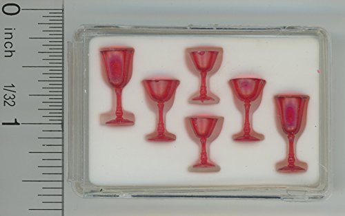Dollhouse Miniature Chrysnbon Stemware 6 Piece Set - Ruby