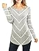 Allegra K Women's Long Sleeves Scoop Neck Casual Striped Chevron Print Tunic Top Medium Gray