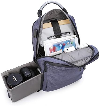 Awaytoy DSLR Backack with USB Port Multi-functional Photographic &amp; Hiking Backpack for Digital Camera Canon Sony Nikon Olympus Etc Grey