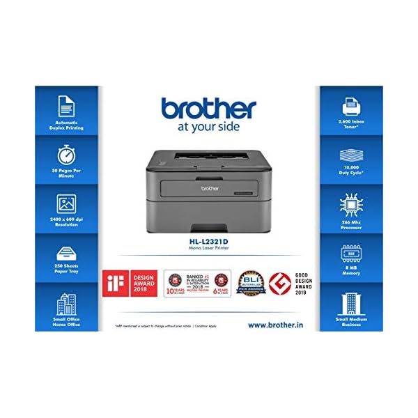 Brother HLL2321D SingleFunction Monochrome Laser Printer with Auto Duplex Printing Jaguar Byte