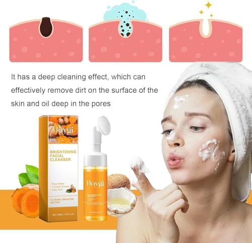 BSMKCL TURMERIC FACIAL CLEANSER, SKINCARE FACE WASH, MOISTURISING TURMERIC FOAMING CLEANSER, ANTI AGING EXFOLIATING SOOTHING HYDRATING SKINCARE FACIAL WASH FOR FACE BODY