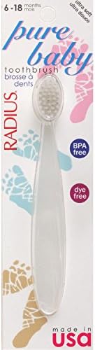 Radius Pure Baby Toothbrush, 6-18 Months, Extra Soft, Made in USA 1 Ct