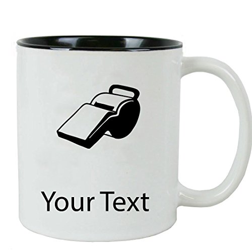 Personalized Custom Referee Whistle 11 oz White Ceramic Coffee Mug with White Gift Box