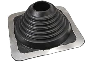 Fasteners Plus #4 Square EPDM Metal Roof Pipe Flashing Boot - Fits 2-3/4" - 7" Pipe OD - Black (Made in USA)