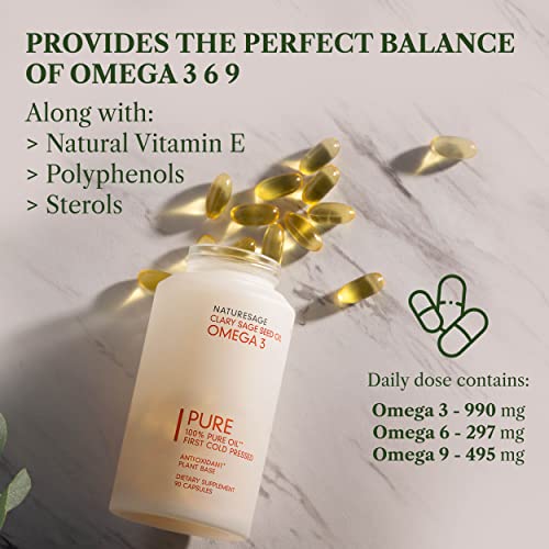 Naturesage Vegan Omega 3 6 9 Supplement Plant Based Fish Oil Alternative, Vegetarian Omega 36