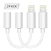 KKYSDWG 2 Pack Headphone Jack Adapter, Headphones Adapter Lighting Connecter to 3.5mm Audio Jack Earphone Extender Jack Stereo for Phone 8/8 Plus/Phone X/Phone 7/7 Plus (White)