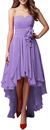 JY FASHION Women's Bandeau Hi-lo Party Swing Bridesmaid Dress Evening Grown Lavender US 14