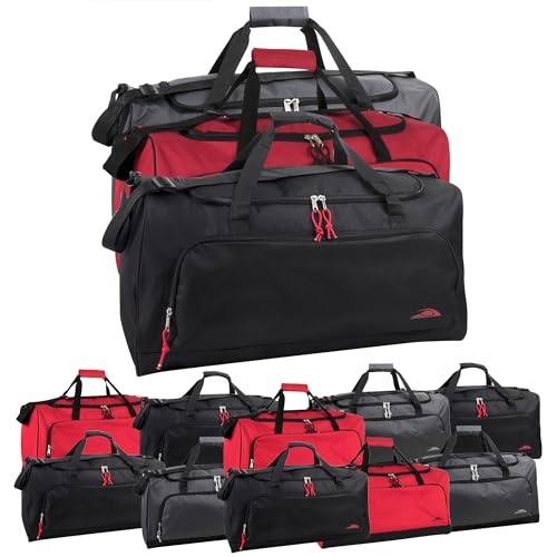 (24 Pack) Bulk 55 Liter, 24 Inch Lightweight Canvas Duffle Bags for Men & Women For Travel, Sports, Homeless Bulk (Assorted Colors Pack)