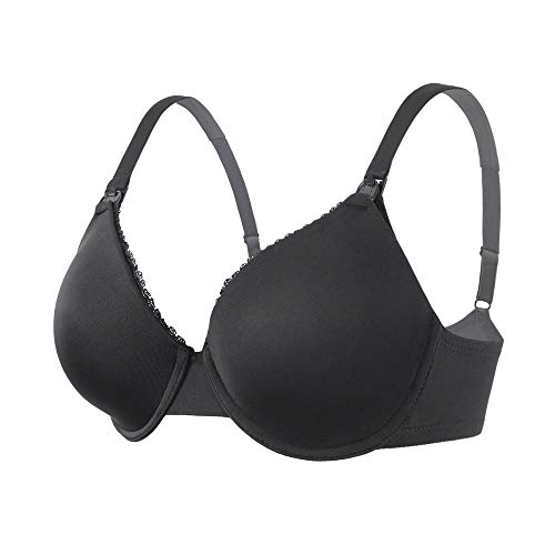 DotVol Women Plus Size Underwire Full Coverage Comfort Support Lightly Lined Maternity Nursing Bra(US 40DDD/Tag 95F, Black) - Thumbnail 4