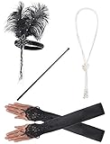 JustinCostume 1920s Accessories Headband Necklace Gloves Cigarette Holder