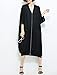 ellazhu Women Loose Baggy Middle Sleeves Black Solid Long Chiffon Outerwear GA1142