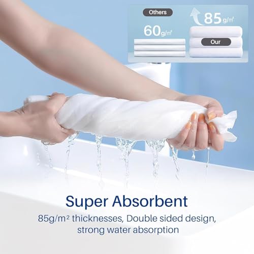 Aishini Bath Towel Set Pack of 3, (140 x 70 cm) (35 x 35 cm) Microfiber Ultra Soft Highly Absorbent Hand Towels Set, Lightweight and Quick Drying for Body, Beach, Sport, Yoga, SPA (White)