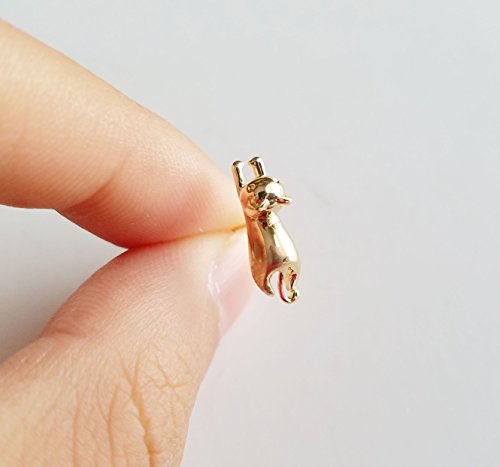 Rosa Vila 3D Cat Stud Earrings, Cute Hanging Gold, Rose Gold and Silver Tone Cat Studs Earrings, Animal Jewelry for Women, Kitten Jewelry for Cat Lovers (Rose Gold Tone) - Thumbnail 7